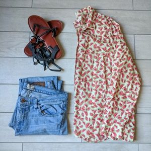 Jcrew watermelon button up shirt